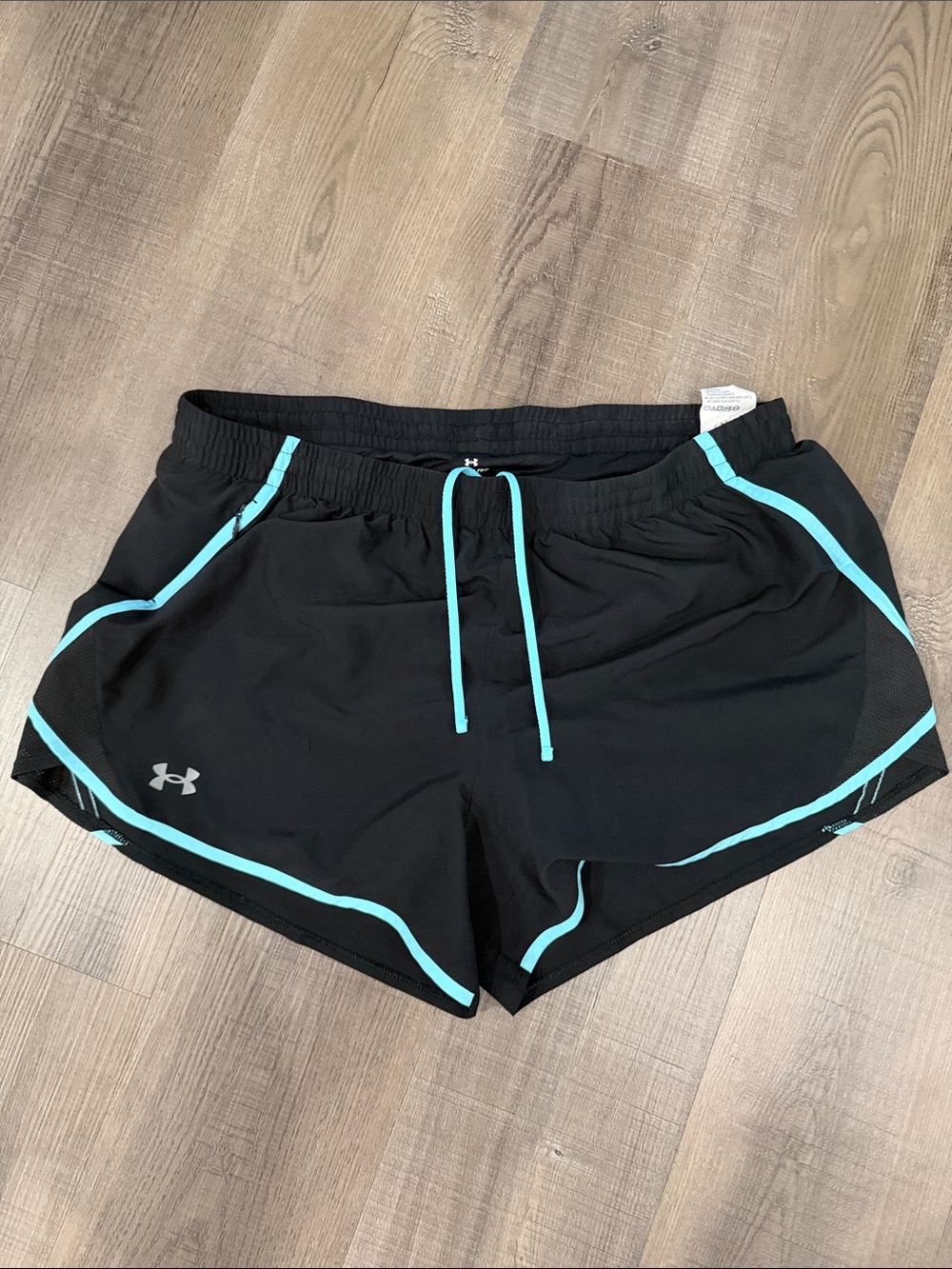 Under Armour Black Athletic Shorts with Aqua Trim